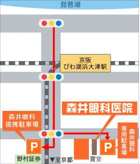 森井眼科医院の地図(琵琶湖方面から)